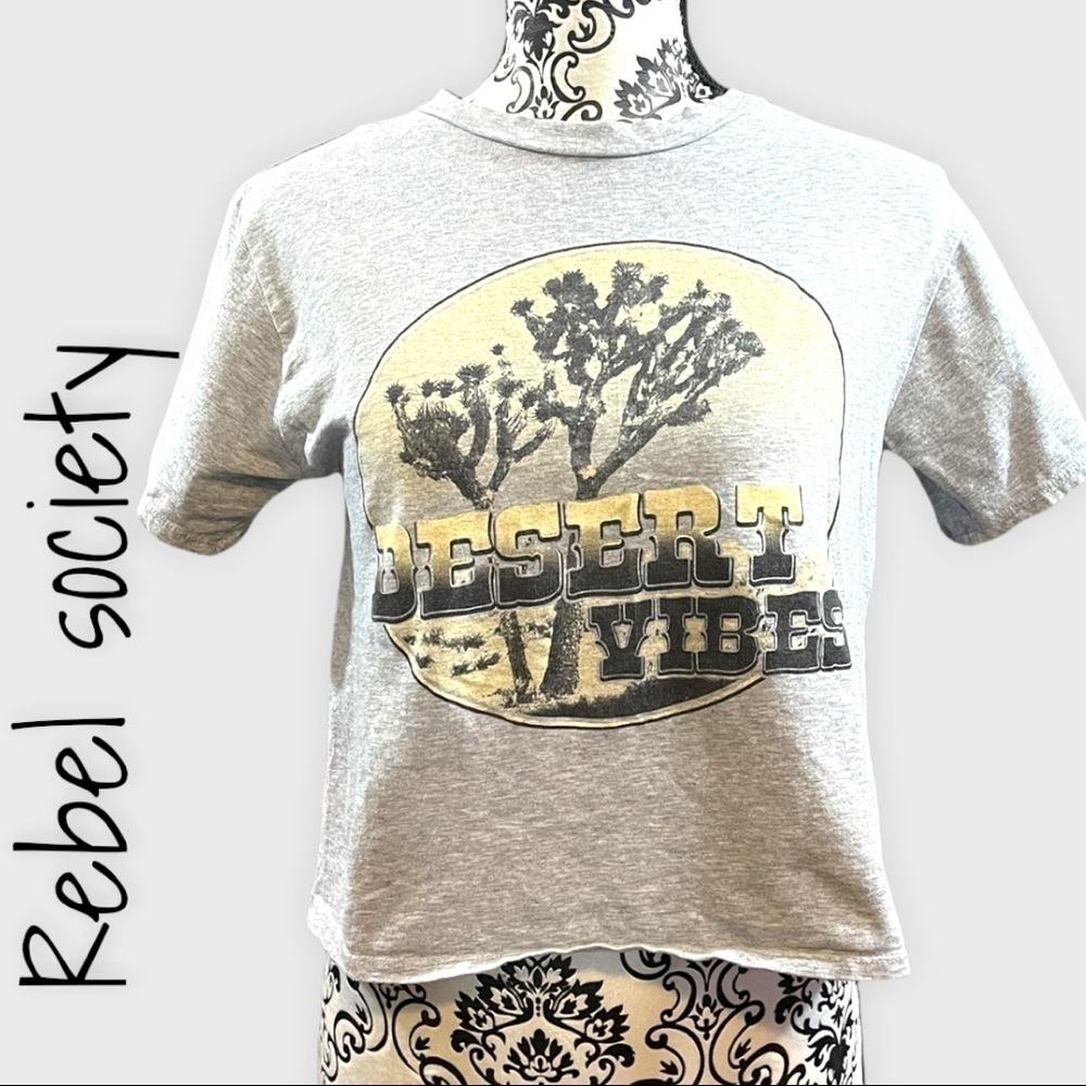 Rebel society desert vibes gray cropped tee